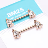 Detail View 3 of A Pair of Rose Gold Royal Bali Sparkle Beads Threadless Nipple Barbell-Clear Gem
