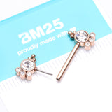 Detail View 2 of A Pair of Rose Gold Royal Bali Sparkle Beads Threadless Nipple Barbell-Clear Gem