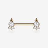 A Pair of Rose Gold Royal Bali Sparkle Beads Threadless Nipple Barbell
