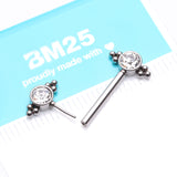 Detail View 2 of A Pair of Majestic Bali Beads Sparkle Threadless Nipple Barbell-Clear Gem
