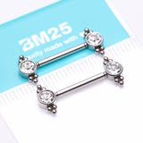 Detail View 3 of A Pair of Majestic Bali Beads Sparkle Threadless Nipple Barbell-Clear Gem