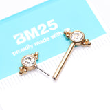Detail View 2 of A Pair of Golden Majestic Bali Beads Sparkle Threadless Nipple Barbell-Clear Gem