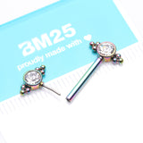 Detail View 2 of A Pair of Colorline Majestic Bali Beads Sparkle Threadless Nipple Barbell-Clear Gem