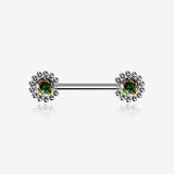 A Pair of Bali Bead Karma Circle Sparkle Threadless Nipple Barbell-Vitrail Medium