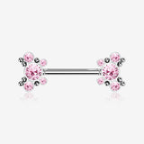 A Pair of Butterfly Sparkle Multi-Gem Threadless Nipple Barbell