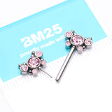 Detail View 2 of A Pair of Butterfly Sparkle Multi-Gem Threadless Nipple Barbell-Pink