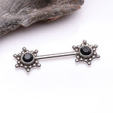 Detail View 1 of A Pair of Bali Star Sparkle Threadless Nipple Barbell-Black