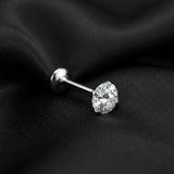 Detail View 2 of Implant Grade Titanium OneFit Threadless Moissanite Sparkle Flat Back Labret Stud-Clear Gem