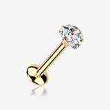 Pure24K Implant Grade Titanium OneFit Threadless Moissanite Heart Sparkle Flat Back Labret Stud