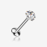 Implant Grade Titanium OneFit Threadless Moissanite Heart Sparkle Flat Back Labret Stud