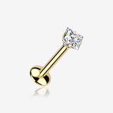 Pure24K Implant Grade Titanium OneFit Threadless Moissanite Diamante Sparkle Flat Back Labret Stud