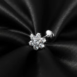 Detail View 2 of Implant Grade Titanium OneFit Threadless Moissanite Flower Sparkle Flat Back Labret Stud-Clear Gem