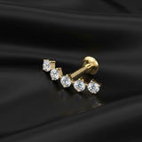 Detail View 2 of Pure24K Implant Grade Titanium OneFit Threadless Moissanite Journey Sparkle Flat Back Labret Stud-Clear Gem