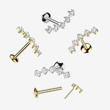 Detail View 1 of Implant Grade Titanium OneFit Threadless Moissanite Journey Sparkle Flat Back Labret Stud-Clear Gem