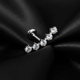 Detail View 2 of Implant Grade Titanium OneFit Threadless Moissanite Journey Sparkle Flat Back Labret Stud-Clear Gem