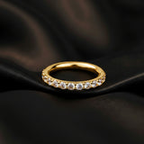 Detail View 2 of Pure24K Implant Grade Titanium Moissanite Sparkle Gems Lined Clicker Hoop Ring-Clear Gem