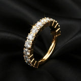 Detail View 2 of Pure24K Implant Grade Titanium Moissanite Sparkle Segmented Clicker Hoop Ring-Clear Gem