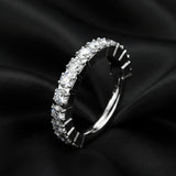 Detail View 2 of Implant Grade Titanium Moissanite Sparkle Segmented Clicker Hoop Ring-Clear Gem