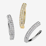 Detail View 1 of Pure24K Implant Grade Titanium Moissanite Sparkle Overload Belly Clicker Ring-Clear Gem