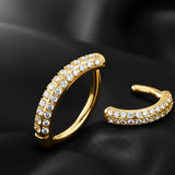 Detail View 2 of Pure24K Implant Grade Titanium Moissanite Sparkle Overload Belly Clicker Ring-Clear Gem