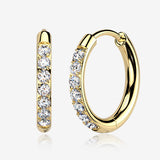 A Pair of Pure24K Implant Grade Titanium Moissanite Sparkle Huggie Hoop Earring