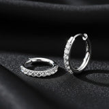 Detail View 2 of A Pair of Implant Grade Titanium Moissanite Sparkle Huggie Hoop Earring-Clear Gem