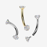 Detail View 1 of Implant Grade Titanium Moissanite Sparkle Internally Threaded Curved Barbell-Clear Gem