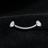Detail View 2 of Implant Grade Titanium Moissanite Sparkle Internally Threaded Curved Barbell-Clear Gem