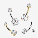 Detail View 1 of Pure24K Implant Grade Titanium Mossanite Sparkle Internally Threaded Belly Button Ring-Clear Gem