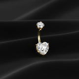 Detail View 2 of Pure24K Implant Grade Titanium Mossanite Heart Sparkle Internally Threaded Belly Button Ring-Clear Gem