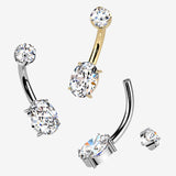 Detail View 1 of Implant Grade Titanium Mossanite Oval Sparkle Internally Threaded Belly Button Ring-Clear Gem