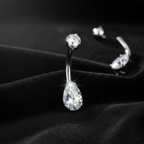 Detail View 2 of Implant Grade Titanium Mossanite Teardrop Sparkle Internally Threaded Belly Button Ring-Clear Gem