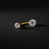 Detail View 2 of Pure24K Implant Grade Titanium Moissanite Sparkle Prong Set Internally Threaded Belly Button Ring-Clear Gem