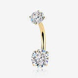Pure24K Implant Grade Titanium Moissanite Sparkle Prong Set Internally Threaded Belly Button Ring