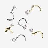 Detail View 1 of Pure24K Implant Grade Titanium Moissanite Sparkle Nose Screw Ring-Clear Gem