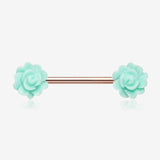 A Pair of Rose Gold Acrylic Rose Blossom Nipple Barbell Ring