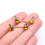 Detail View 2 of A Pair of Golden Juicy Orange Fruit Sparkle Nipple Barbell