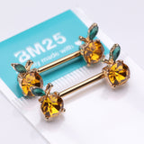 Detail View 3 of A Pair of Golden Juicy Orange Fruit Sparkle Nipple Barbell