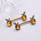 Detail View 1 of A Pair of Golden Juicy Orange Fruit Sparkle Nipple Barbell