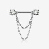A Pair of Gem Sparkle Double Chained Nipple Barbell