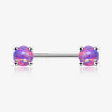 A Pair of Fire Opal Prong Set Sparkle Nipple Barbell