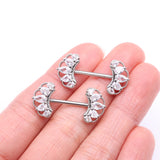 Detail View 2 of A Pair of Bohemian Arc Elegance Sparkle Nipple Barbell-Clear Gem