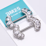 Detail View 3 of A Pair of Bohemian Arc Elegance Sparkle Nipple Barbell-Clear Gem