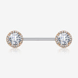 A Pair of Rose Gold Brilliant Multi-Gem Sparkle Nipple Barbell