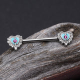 A Pair of Victorian Filigree Heart Nipple Barbell
