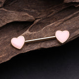 Detail View 1 of A Pair of Rose Gold Adorable Pink Heart Nipple Barbell-Light Pink