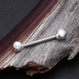 Detail View 1 of A Pair of Iridescent Revo Double Prong Gem Nipple Barbell