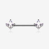 A Pair of Princess Cut Square Sparkle Gem Nipple Barbell