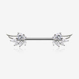 A Pair of Guardian Angelic Wing Sparkle Nipple Barbell