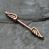 Detail View 1 of A Pair of Rose Gold Angel Wing Nipple Barbell Ring-Rose Gold